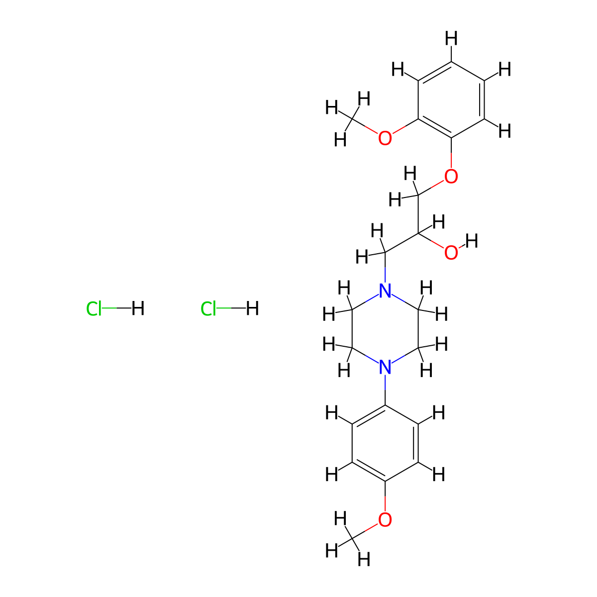 1-(2-Methoxyphenoxy)-3-(4-(4-methoxyphenyl)piperazin-1-yl)propan-2-ol dihydrochloride molecular structure, CAS 1185692-63-0