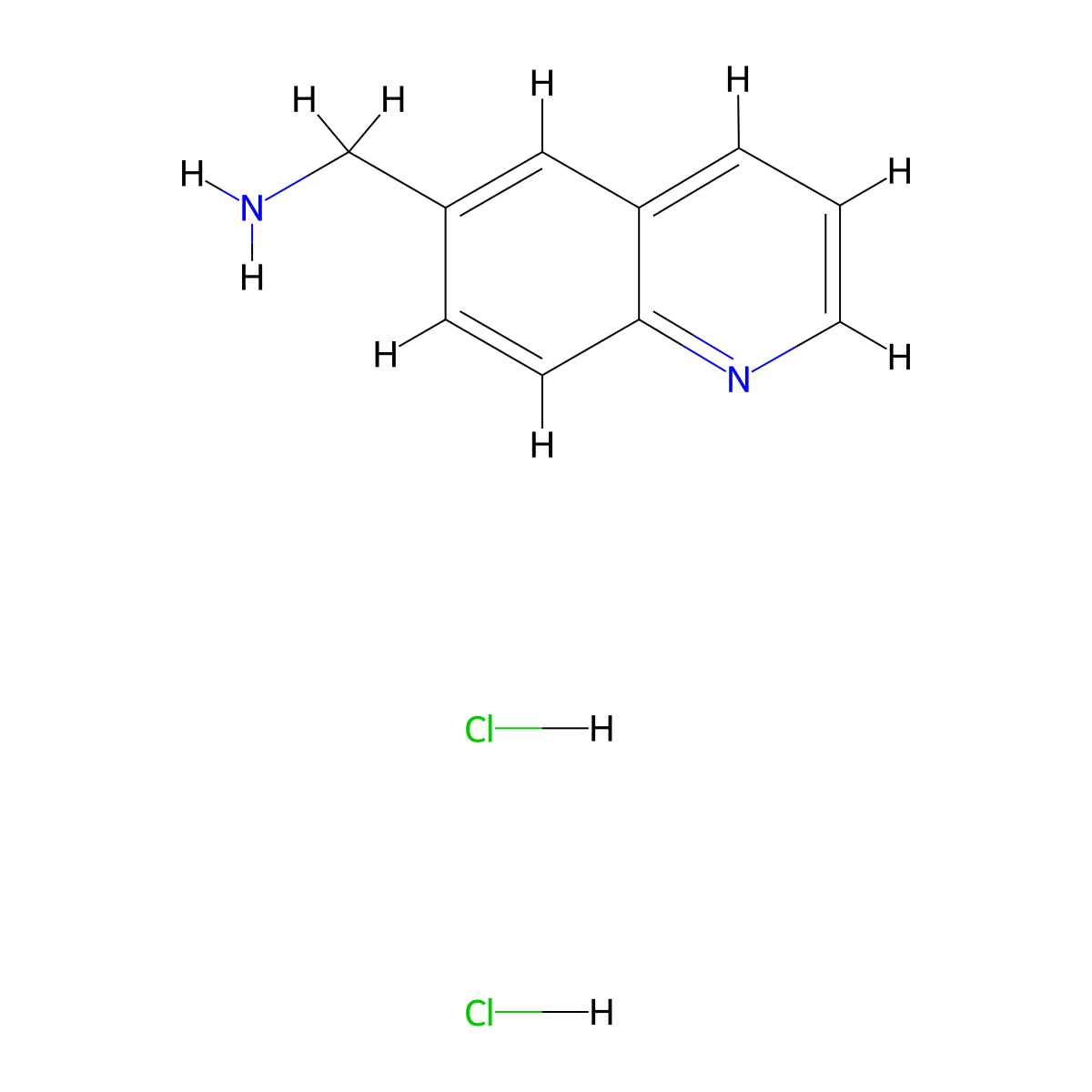 Quinolin-6-ylmethanamine dihydrochloride molecular structure, CAS 1185694-50-1