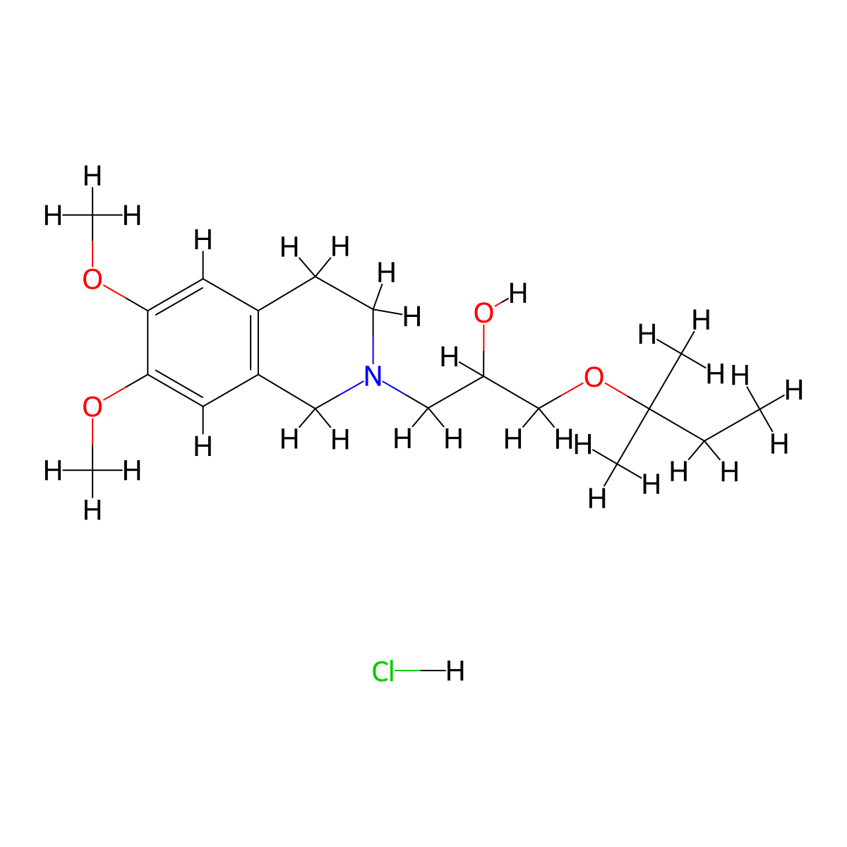 1-(6,7-dimethoxy-3,4-dihydroisoquinolin-2(1H)-yl)-3-(tert-pentyloxy)propan-2-ol hydrochloride molecular structure, CAS 1185697-78-2