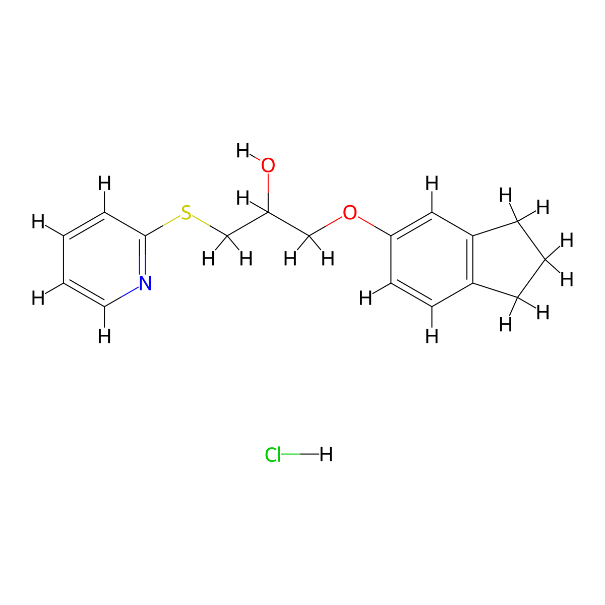 1-((2,3-dihydro-1H-inden-5-yl)oxy)-3-(pyridin-2-ylthio)propan-2-ol hydrochloride molecular structure, CAS 1185697-86-2
