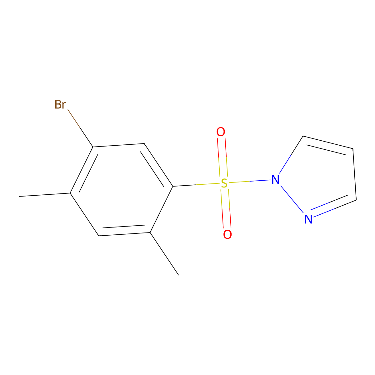 1-(5-bromo-2,4-dimethylbenzenesulfonyl)-1H-pyrazole molecular structure, CAS 1185703-20-1