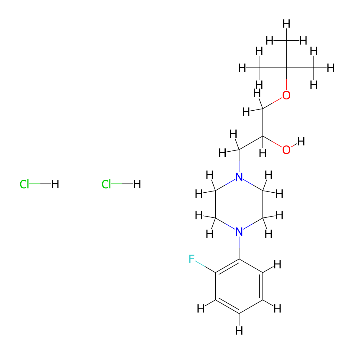 1-(Tert-butoxy)-3-[4-(2-fluorophenyl)piperazin-1-YL]propan-2-OL dihydrochloride molecular structure, CAS 1185708-38-6