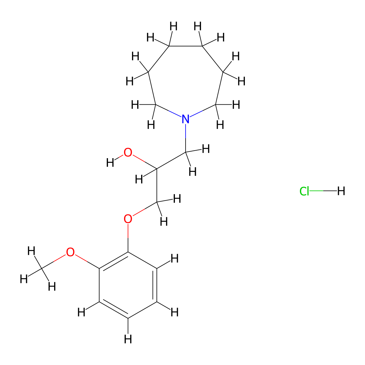 1-(Azepan-1-yl)-3-(2-methoxyphenoxy)propan-2-ol hydrochloride molecular structure, CAS 1185712-05-3