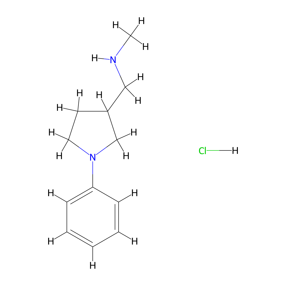 N-Methyl-1-(1-phenyl-3-pyrrolidinyl)methanamine hydrochloride molecular structure, CAS 1185718-80-2