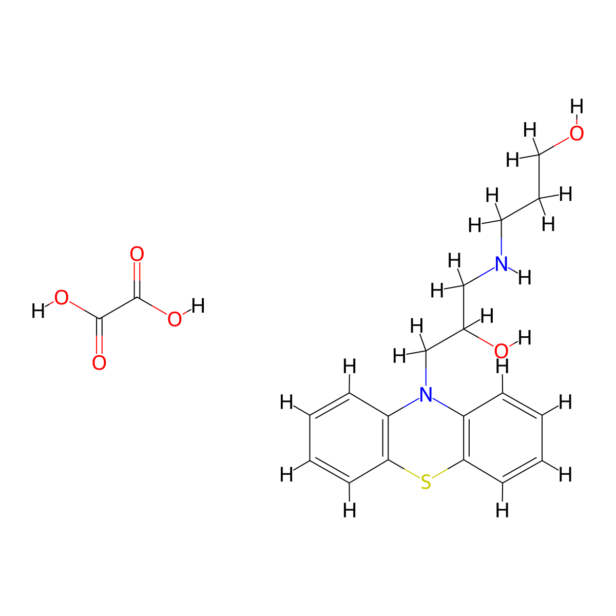 3-((2-hydroxy-3-(10H-phenothiazin-10-yl)propyl)amino)propan-1-ol oxalate molecular structure, CAS 1185722-10-4