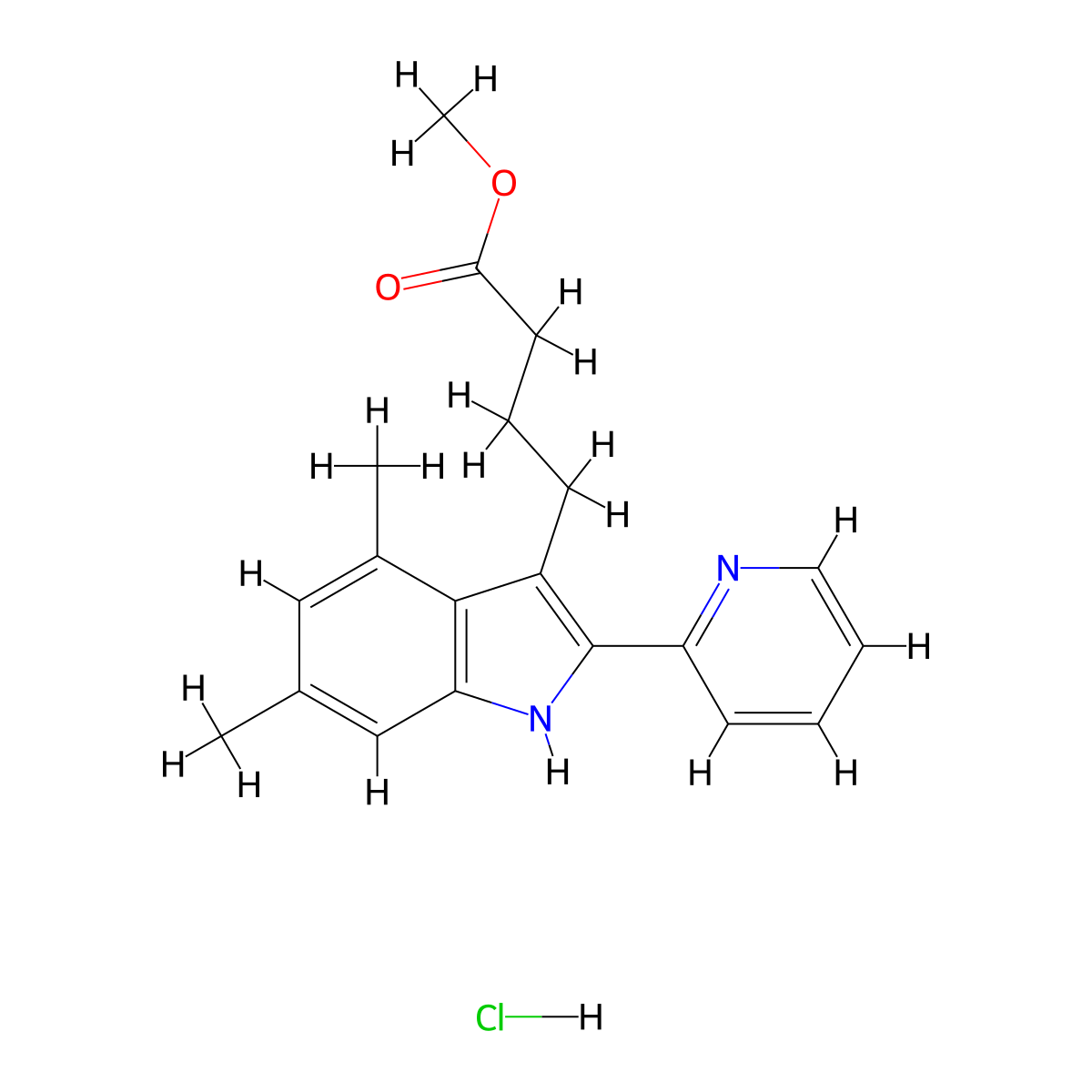 Methyl 4-[4,6-dimethyl-2-(pyridin-2-YL)-1H-indol-3-YL]butanoate hydrochloride molecular structure, CAS 1185722-20-6
