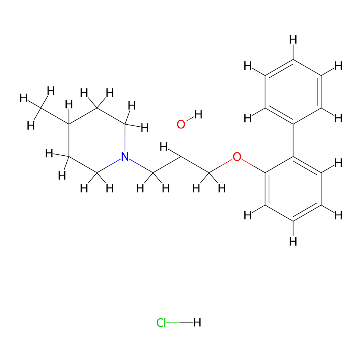1-([1,1'-Biphenyl]-2-yloxy)-3-(4-methylpiperidin-1-yl)propan-2-ol hydrochloride molecular structure, CAS 1185722-77-3