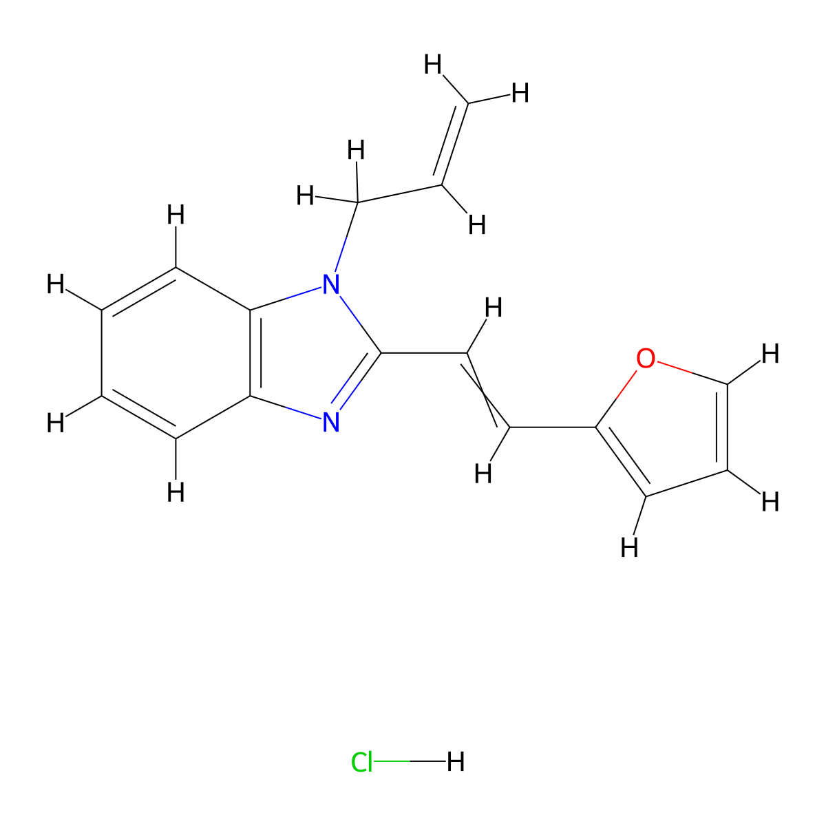 2-[2-(Furan-2-yl)ethenyl]-1-prop-2-enylbenzimidazole;hydrochloride molecular structure, CAS 1185726-51-5