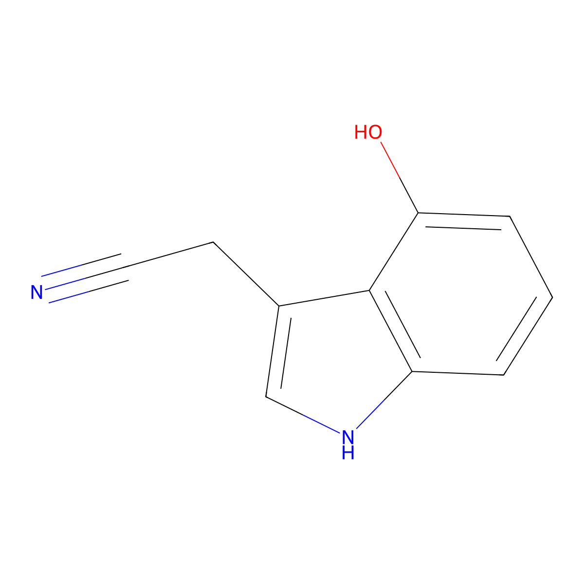 2-(4-hydroxy-1H-indol-3-yl)acetonitrile molecular structure, CAS 118573-52-7