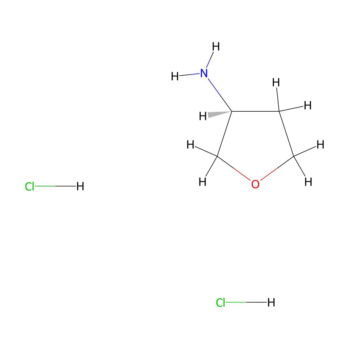 (S)-Tetrahydrofuran-3-amine dihydrochloride molecular structure, CAS 1185756-83-5