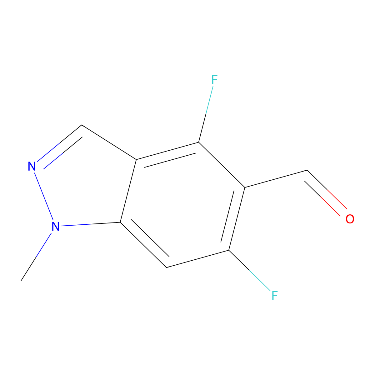 4,6-difluoro-1-methyl-1H-indazole-5-carbaldehyde molecular structure, CAS 1185767-07-0