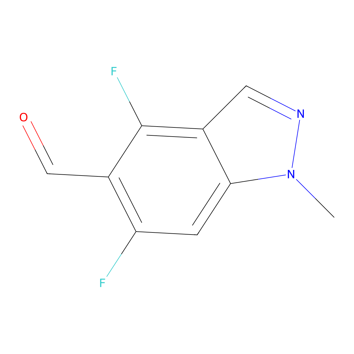 4,6-difluoro-1-methyl-1H-indazole-5-carbaldehyde molecular structure, CAS 1185767-07-0