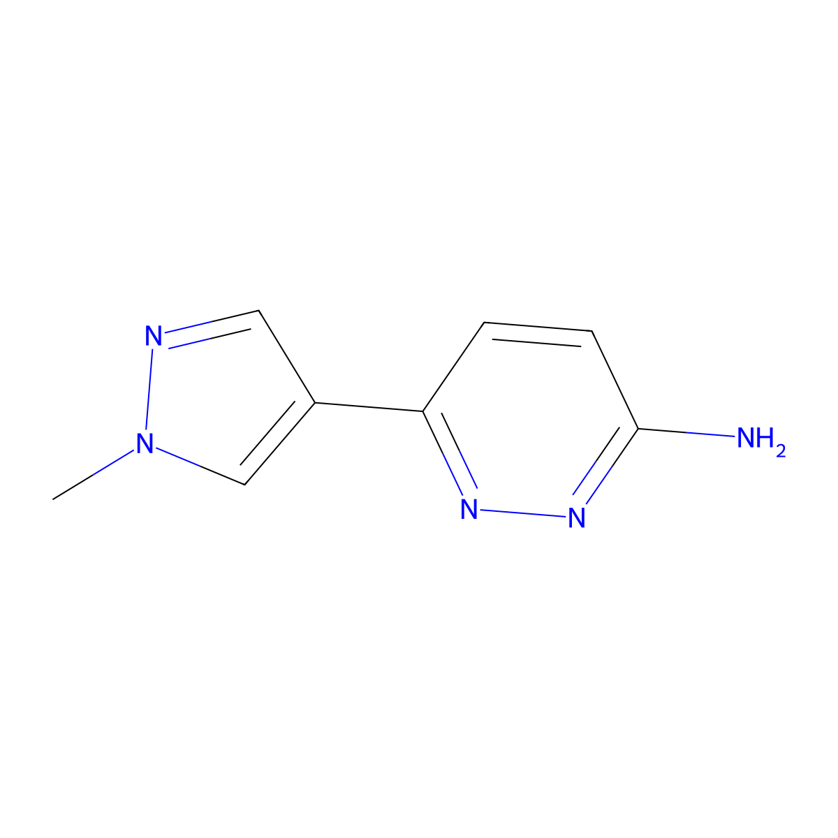 6-(1-methyl-1H-pyrazol-4-yl)pyridazin-3-amine molecular structure, CAS 1185767-30-9