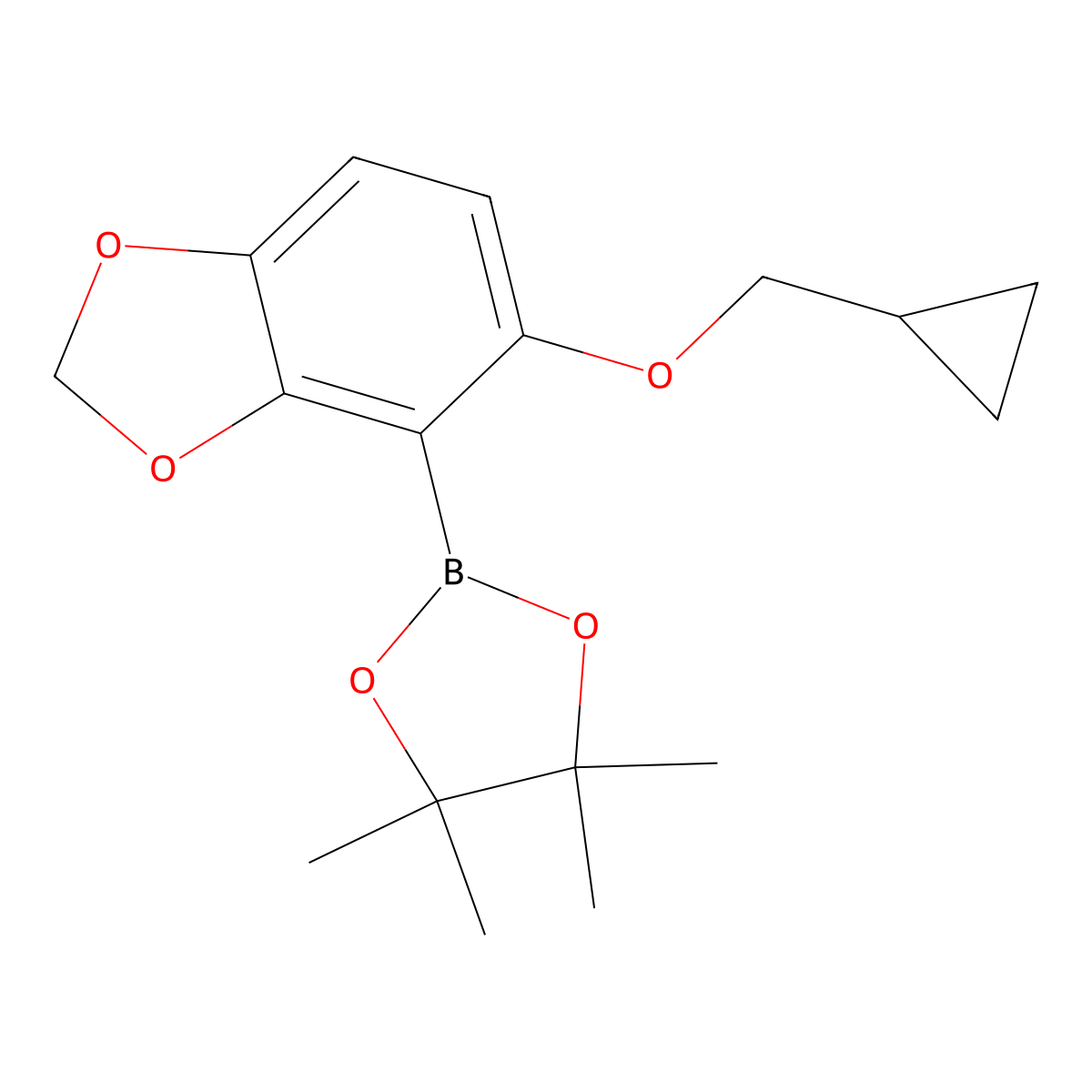 5-Cyclopropylmethoxy-4-(4,4,5,5-tetramethyl-[1,3,2]dioxaborolan-2-yl)-benzo[1,3]dioxole molecular structure, CAS 1185836-87-6