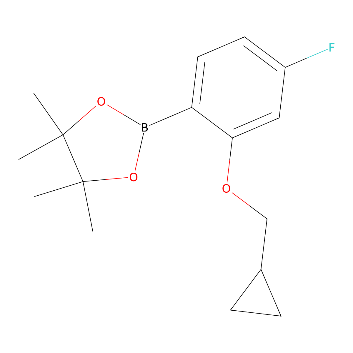 2-(2-(Cyclopropylmethoxy)-4-fluorophenyl)-4,4,5,5-tetramethyl-1,3,2-dioxaborolane molecular structure, CAS 1185836-96-7