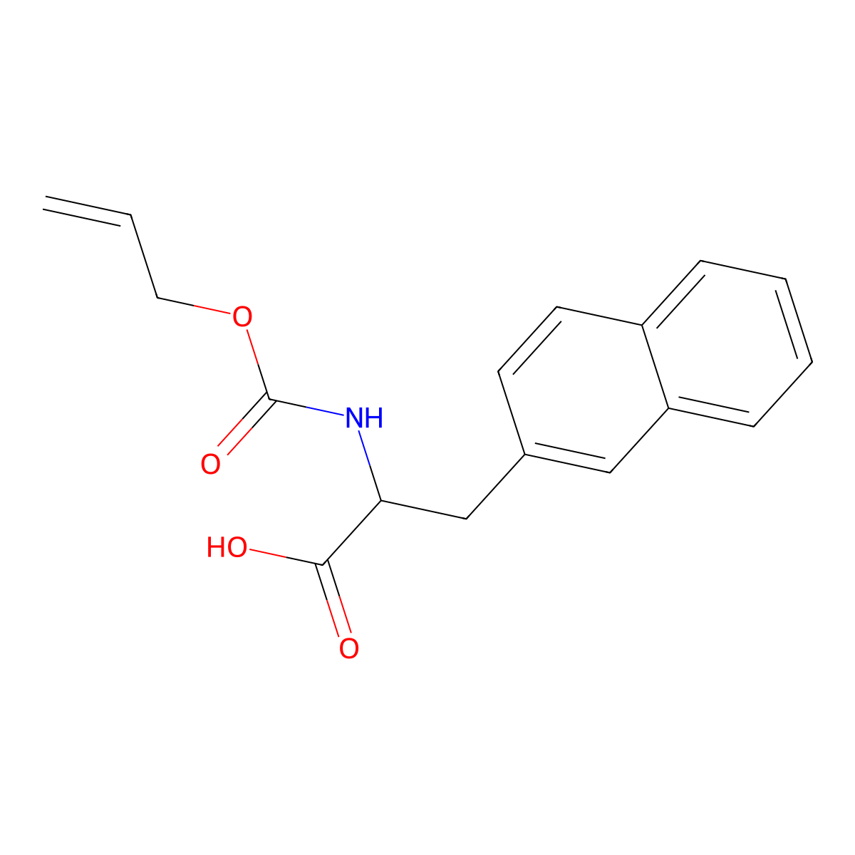 (2S)-3-(naphthalen-2-yl)-2-{[(prop-2-en-1-yloxy)carbonyl]amino}propanoic acid molecular structure, CAS 1185841-47-7