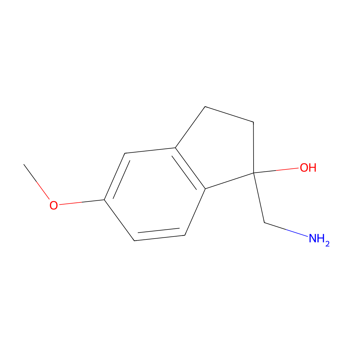 1-(aminomethyl)-5-methoxy-2,3-dihydro-1H-inden-1-ol molecular structure, CAS 118587-85-2