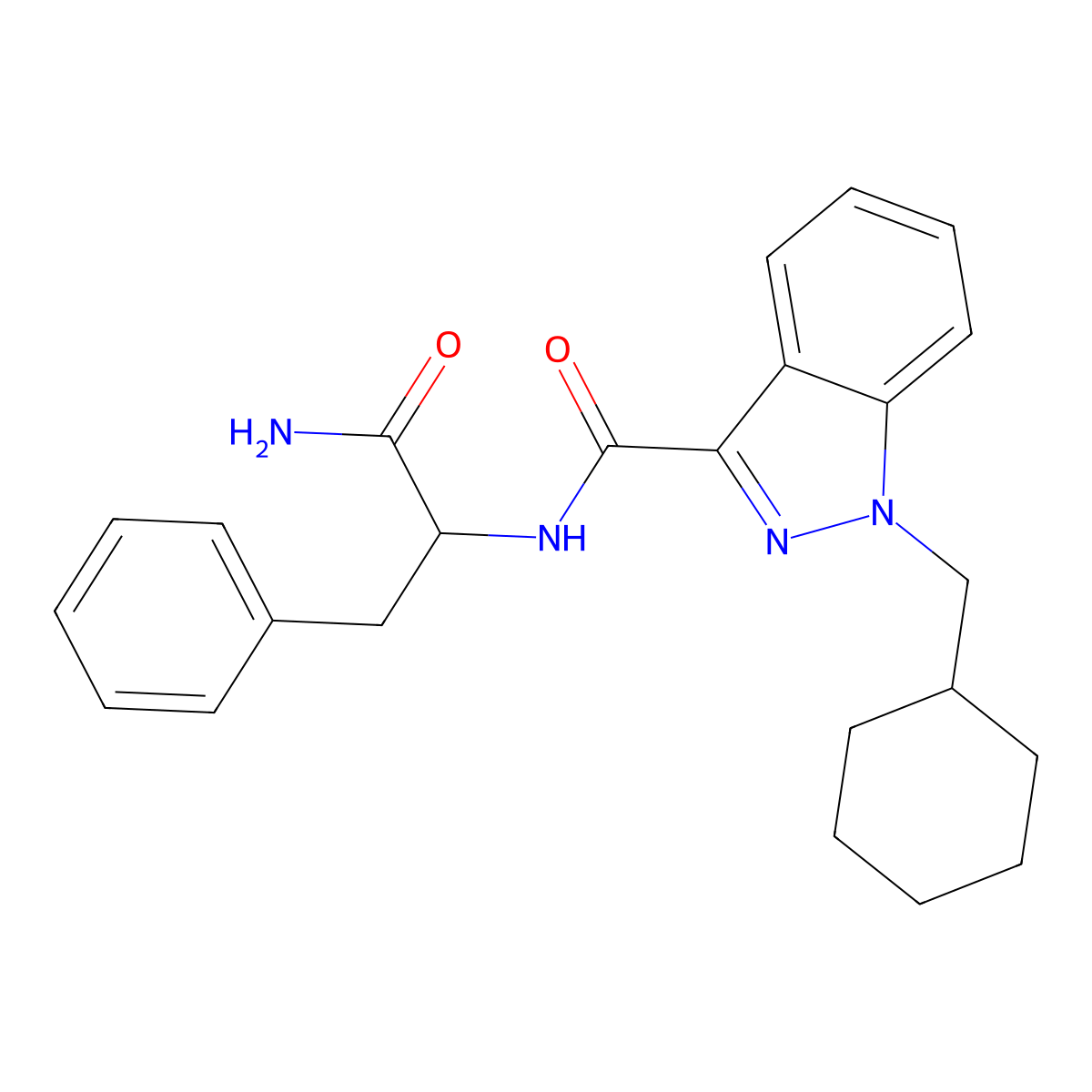 N-((1S)-2-Amino-2-oxo-1-(phenylmethyl)ethyl)-1-(cyclohexylmethyl)-1H-indazole-3-carboxamide molecular structure, CAS 1185887-14-2