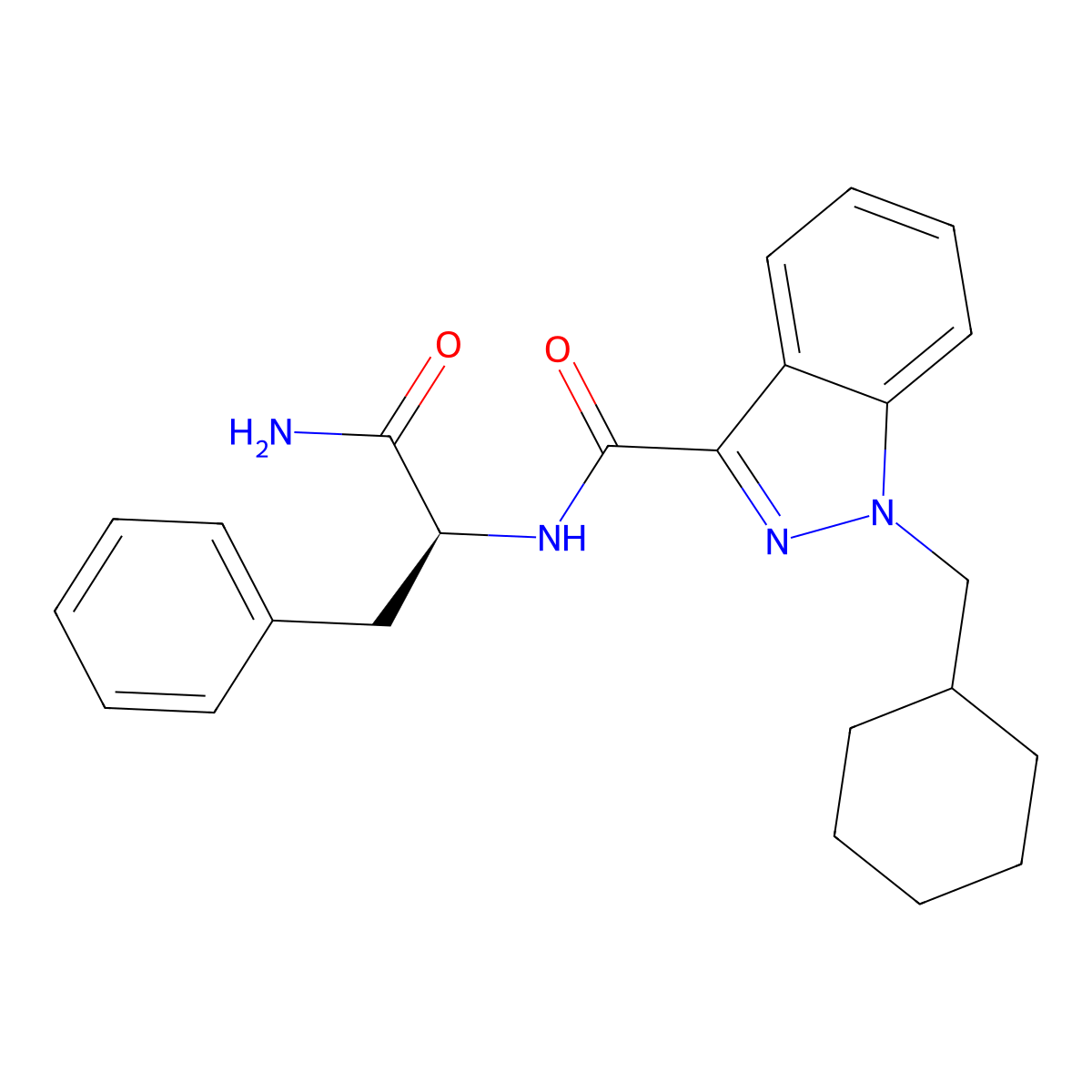 N-((1S)-2-Amino-2-oxo-1-(phenylmethyl)ethyl)-1-(cyclohexylmethyl)-1H-indazole-3-carboxamide molecular structure, CAS 1185887-14-2