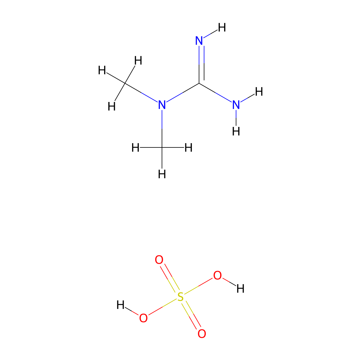 Guanidine, 1,1-dimethyl-, sulfate molecular structure, CAS 1186-46-5