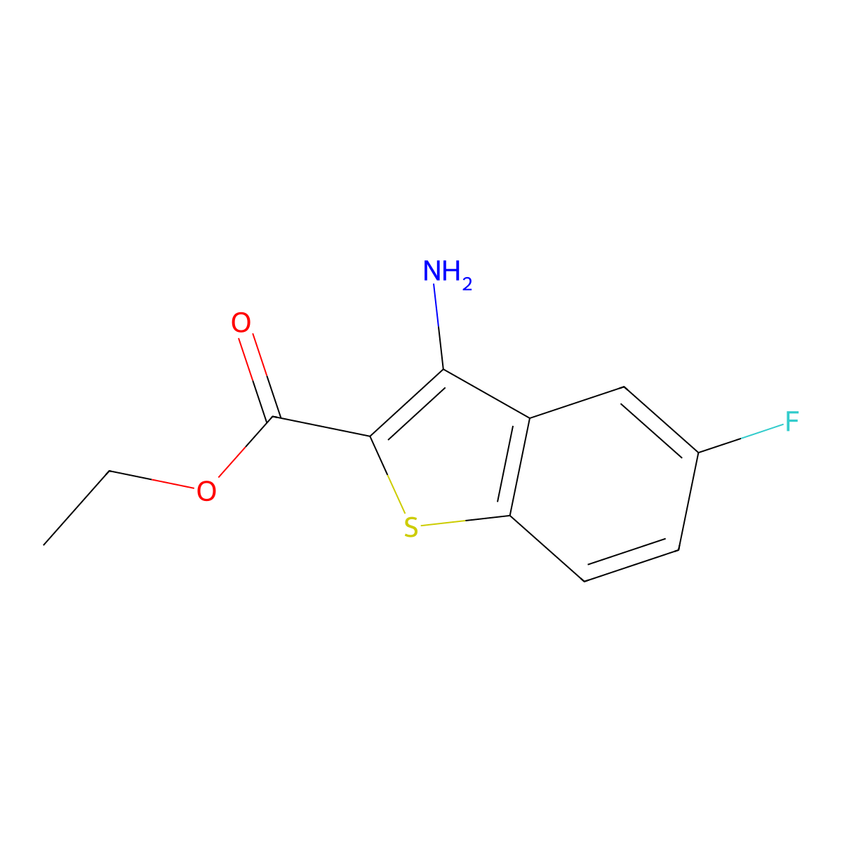 Ethyl 3-amino-5-fluorobenzo[b]thiophene-2-carboxylate molecular structure, CAS 1186019-97-5
