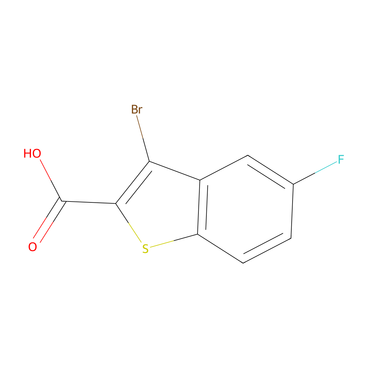 3-Bromo-5-fluoro-1-benzothiophene-2-carboxylic acid molecular structure, CAS 1186019-99-7