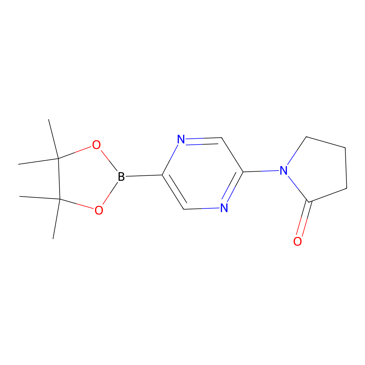 1-[5-(4,4,5,5-tetramethyl-1,3,2-dioxaborolan-2-yl)-2-pyrazinyl]-2-Pyrrolidinone molecular structure, CAS 1186041-97-3