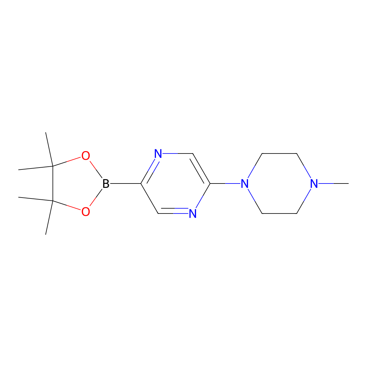 2-(4-Methylpiperazin-1-YL)-5-(4,4,5,5-tetramethyl-1,3,2-dioxaborolan-2-YL)pyrazine molecular structure, CAS 1186041-98-4