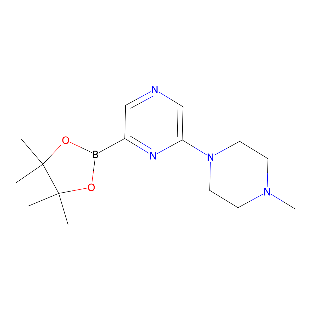2-(4-Methyl-1-piperazinyl)-6-(4,4,5,5-tetramethyl-1,3,2-dioxaborolan-2-YL)-pyrazine molecular structure, CAS 1186042-00-1
