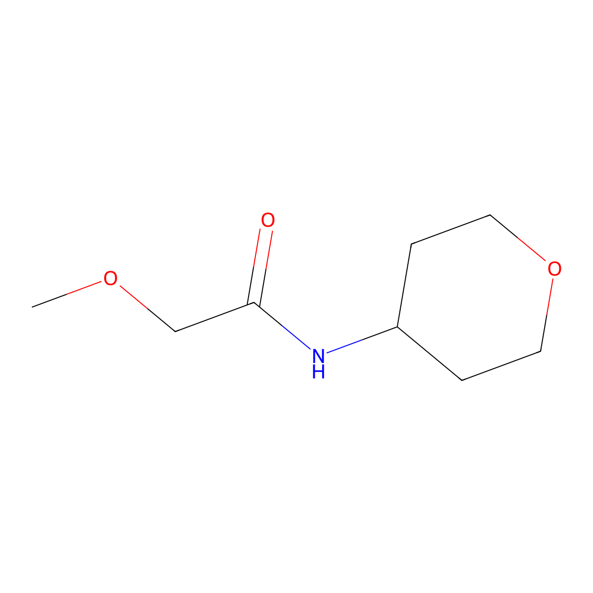 2-methoxy-N-(oxan-4-yl)acetamide molecular structure, CAS 1186047-29-9