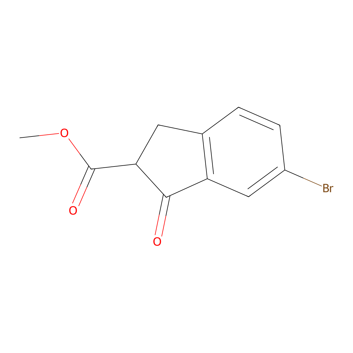 methyl 6-bromo-1-oxo-2,3-dihydro-1H-indene-2-carboxylate molecular structure, CAS 1186048-01-0