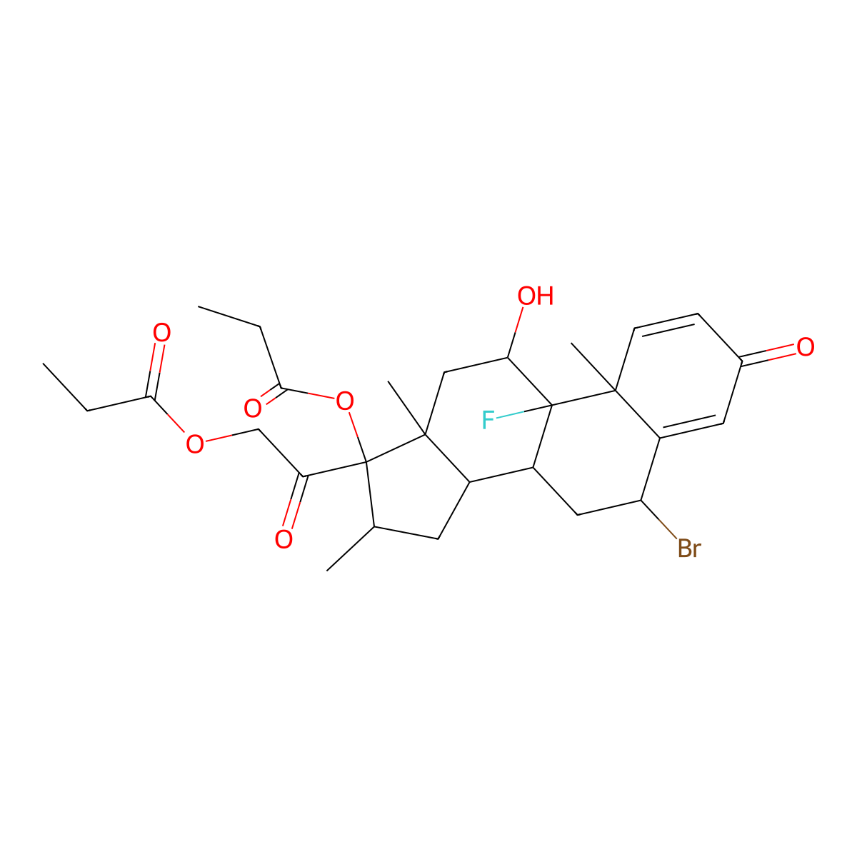 (6alpha-Bromo-9-fluoro-11Beta-hydroxy-16Beta-methyl-3,20-dioxopregna-1,4-diene-17,21-diyl dipropionate) molecular structure, CAS 1186048-34-9