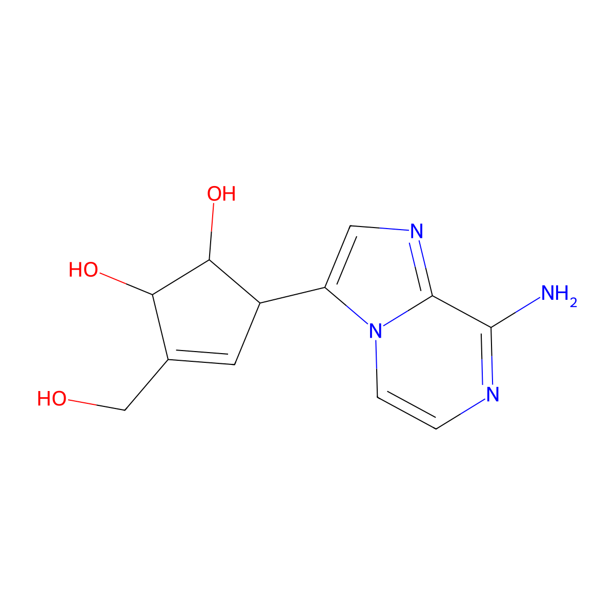 (1S,2R,5S)-5-(8-Aminoimidazo[1,2-a]pyrazin-3-yl)-3-(hydroxymethyl)cyclopent-3-ene-1,2-diol molecular structure, CAS 1186073-08-4
