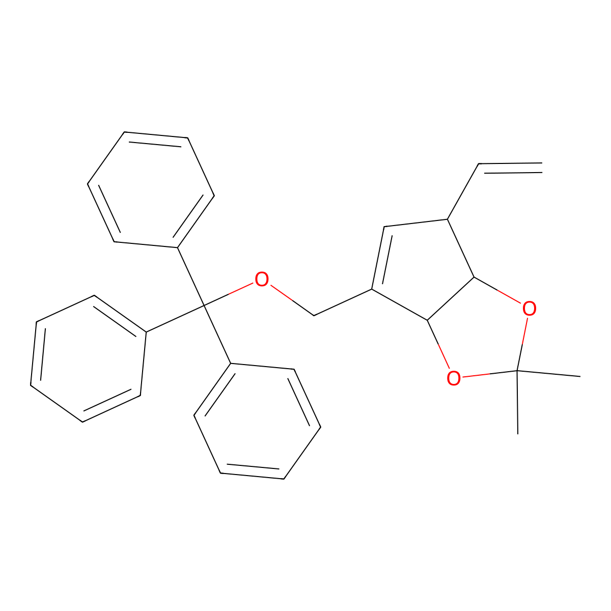 (3aR,4S,6aR)-2,2-Dimethyl-6-((trityloxy)methyl)-4-vinyl-4,6a-dihydro-3aH-cyclopenta[d][1,3]dioxole molecular structure, CAS 1186073-10-8