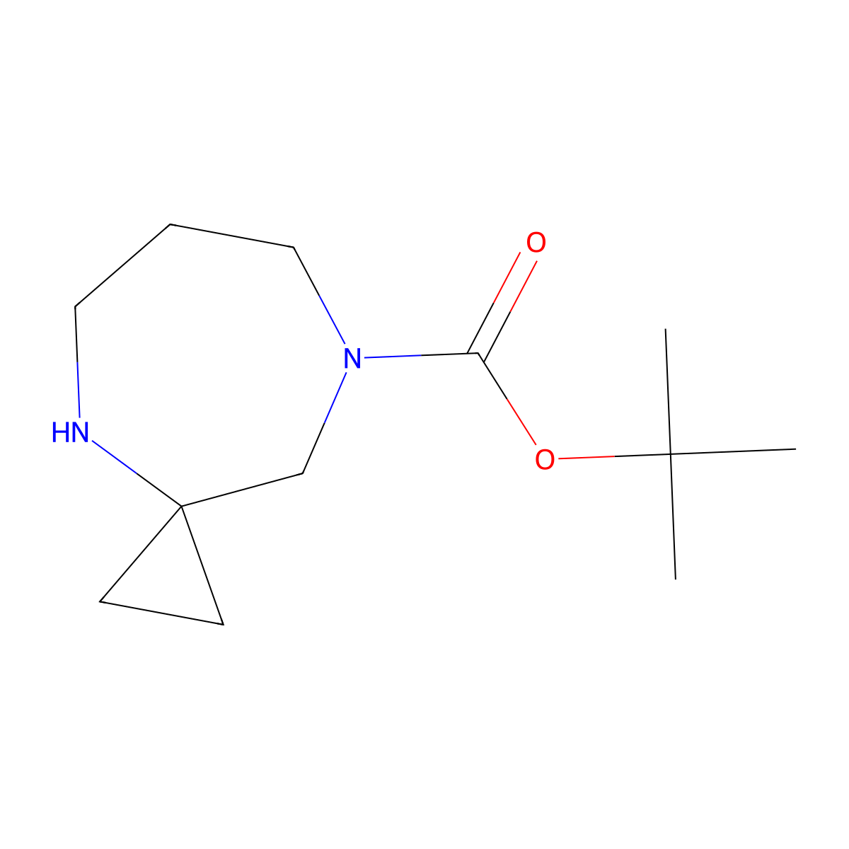 Tert-butyl 4,8-diazaspiro[2.6]nonane-8-carboxylate molecular structure, CAS 1186077-35-9