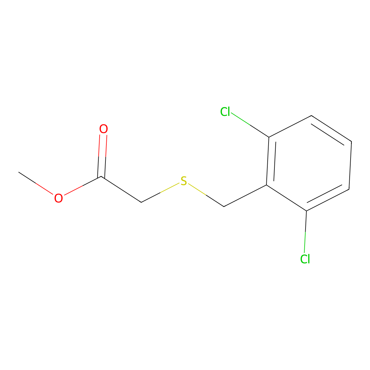 Methyl 2-[(2,6-dichlorobenzyl)thio]acetate molecular structure, CAS 118608-90-5