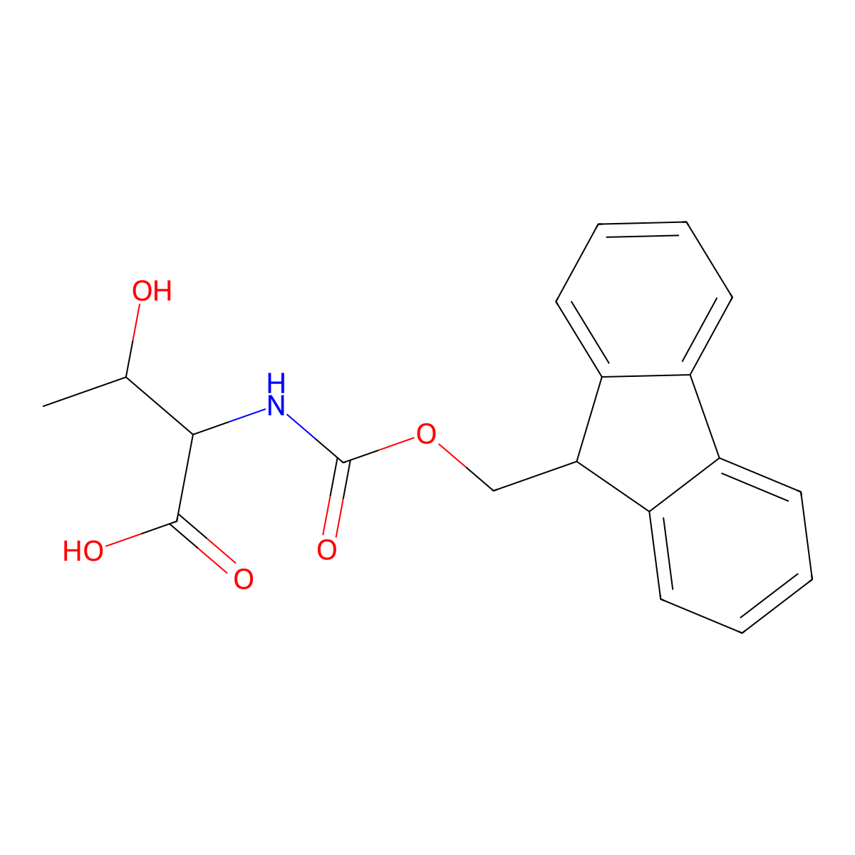 (2R,3S)-2-((((9H-fluoren-9-yl)methoxy)carbonyl)amino)-3-hydroxybutanoic acid molecular structure, CAS 118609-38-4