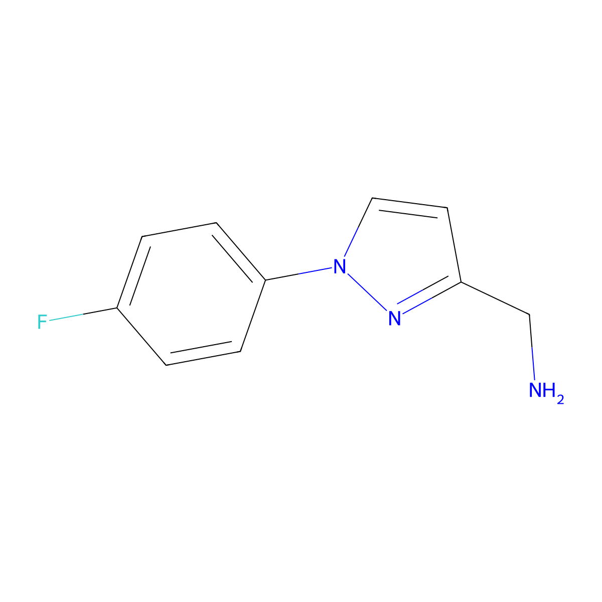 [1-(4-fluorophenyl)-1H-pyrazol-3-yl]methanamine molecular structure, CAS 1186091-07-5