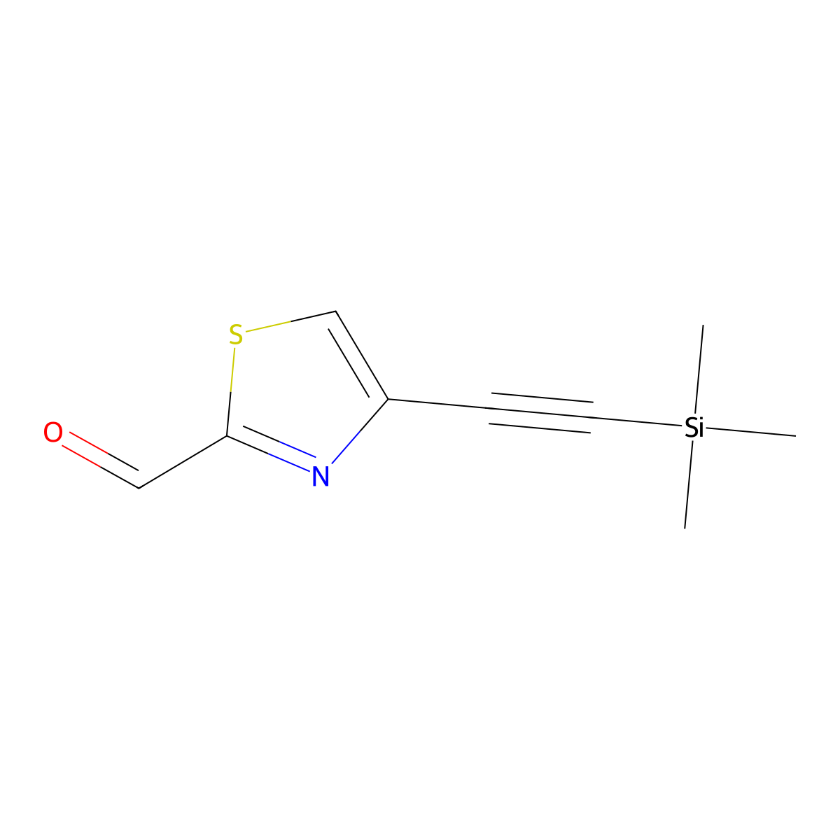 4-((Trimethylsilyl)ethynyl)thiazole-2-carbaldehyde molecular structure, CAS 1186097-84-6