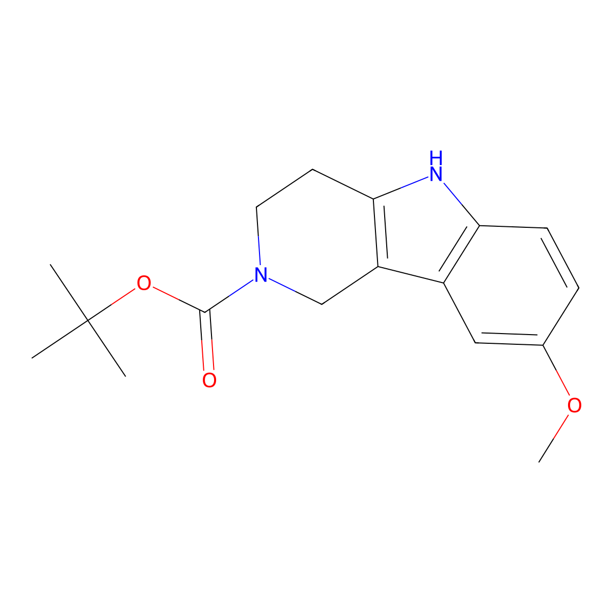 tert-butyl 8-methoxy-1,3,4,5-tetrahydro-2H-pyrido[4,3-b]indole-2-carboxylate molecular structure, CAS 1186099-85-3