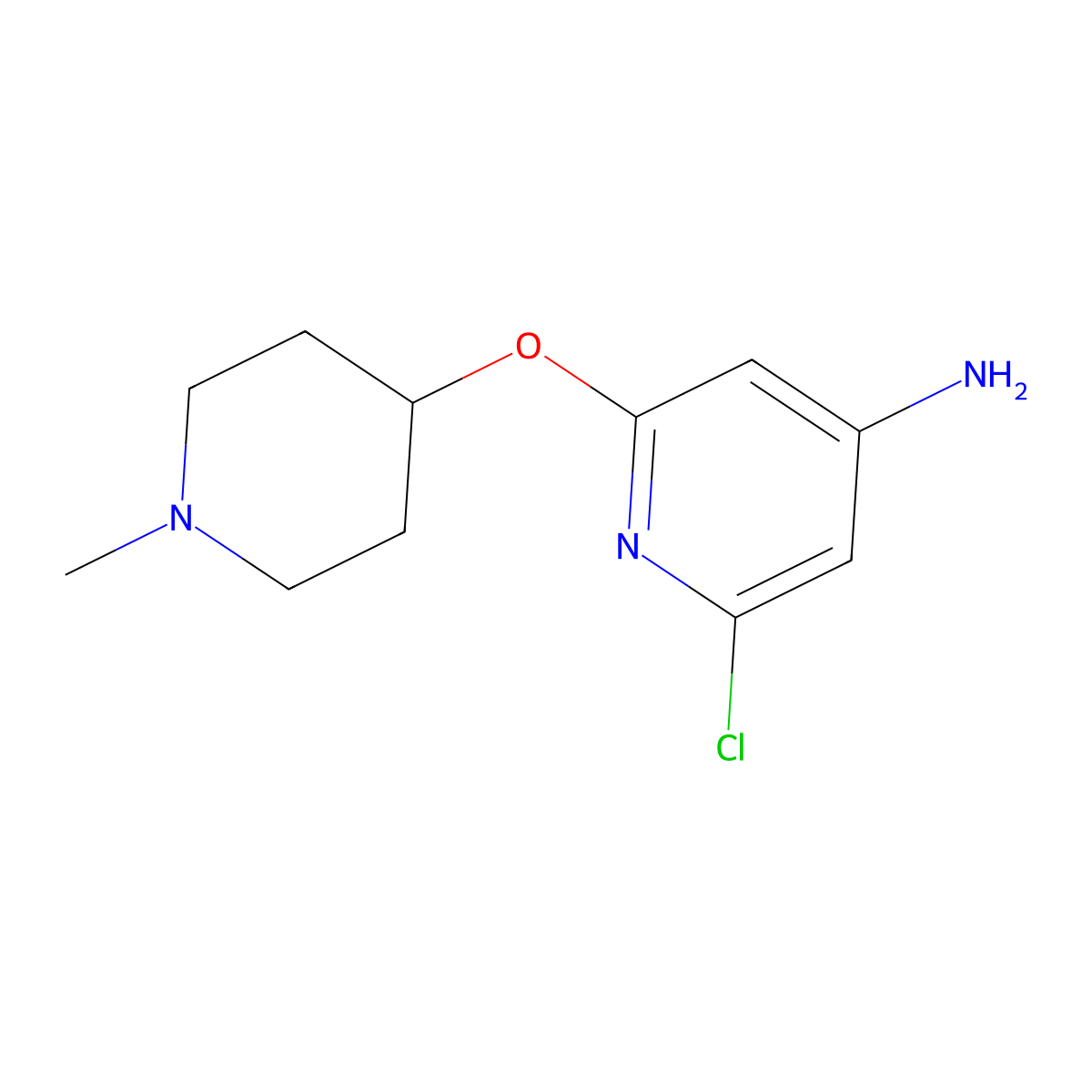 2-Chloro-6-((1-methylpiperidin-4-yl)oxy)pyridin-4-amine molecular structure, CAS 1186112-09-3