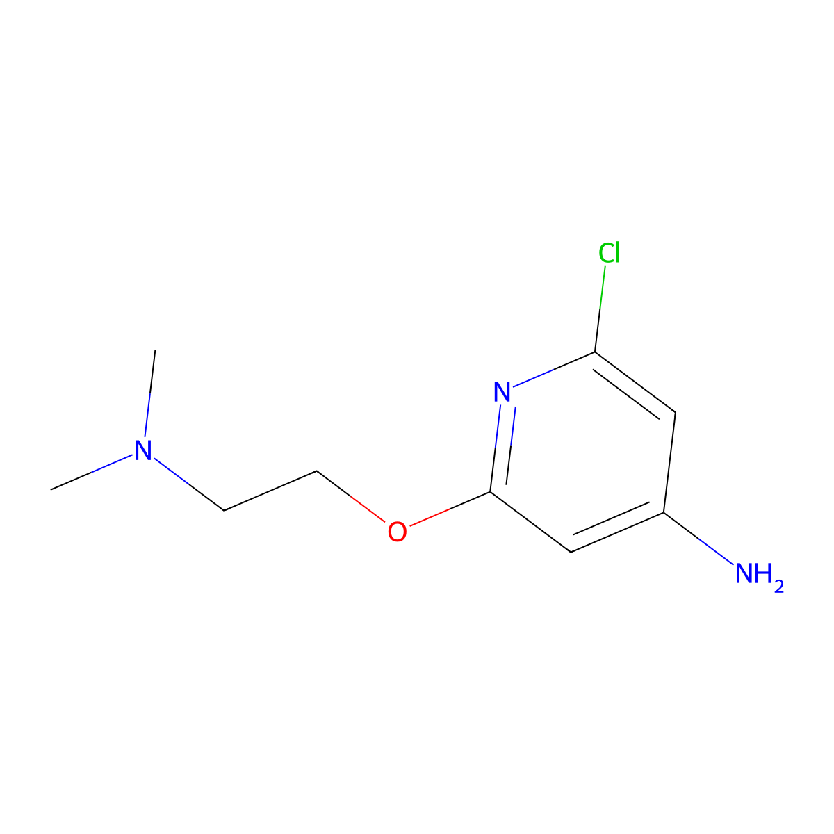 2-Chloro-6-(2-(dimethylamino)ethoxy)pyridin-4-amine molecular structure, CAS 1186112-12-8