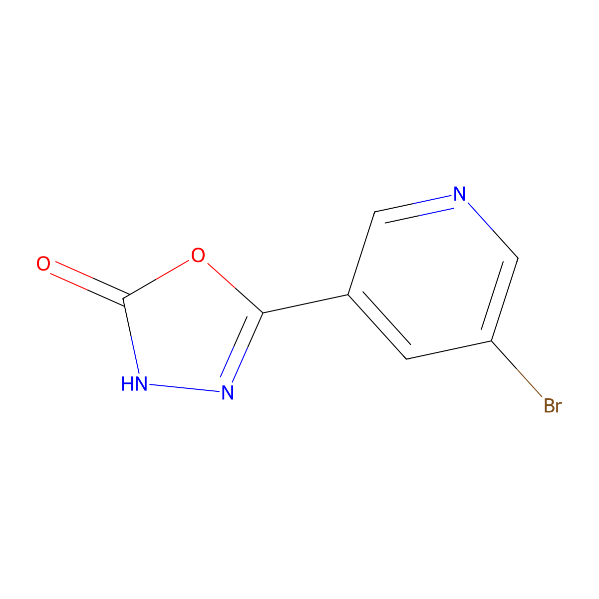 5-(5-bromopyridin-3-yl)-1,3,4-oxadiazol-2(3H)-one molecular structure, CAS 1186115-49-0