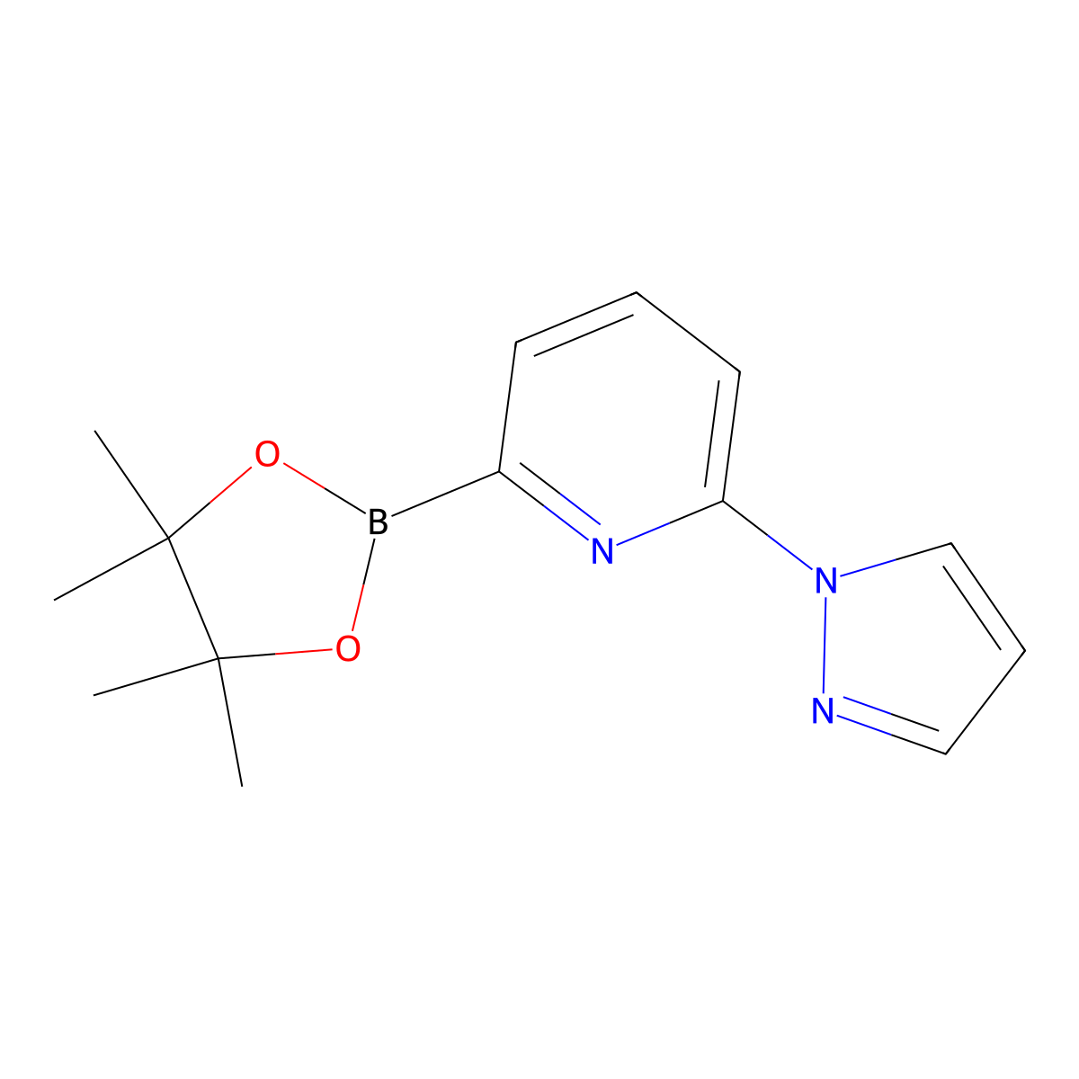 2-(1H-Pyrazol-1-yl)-6-(4,4,5,5-tetramethyl-1,3,2-dioxaborolan-2-yl)pyridine molecular structure, CAS 1186115-51-4