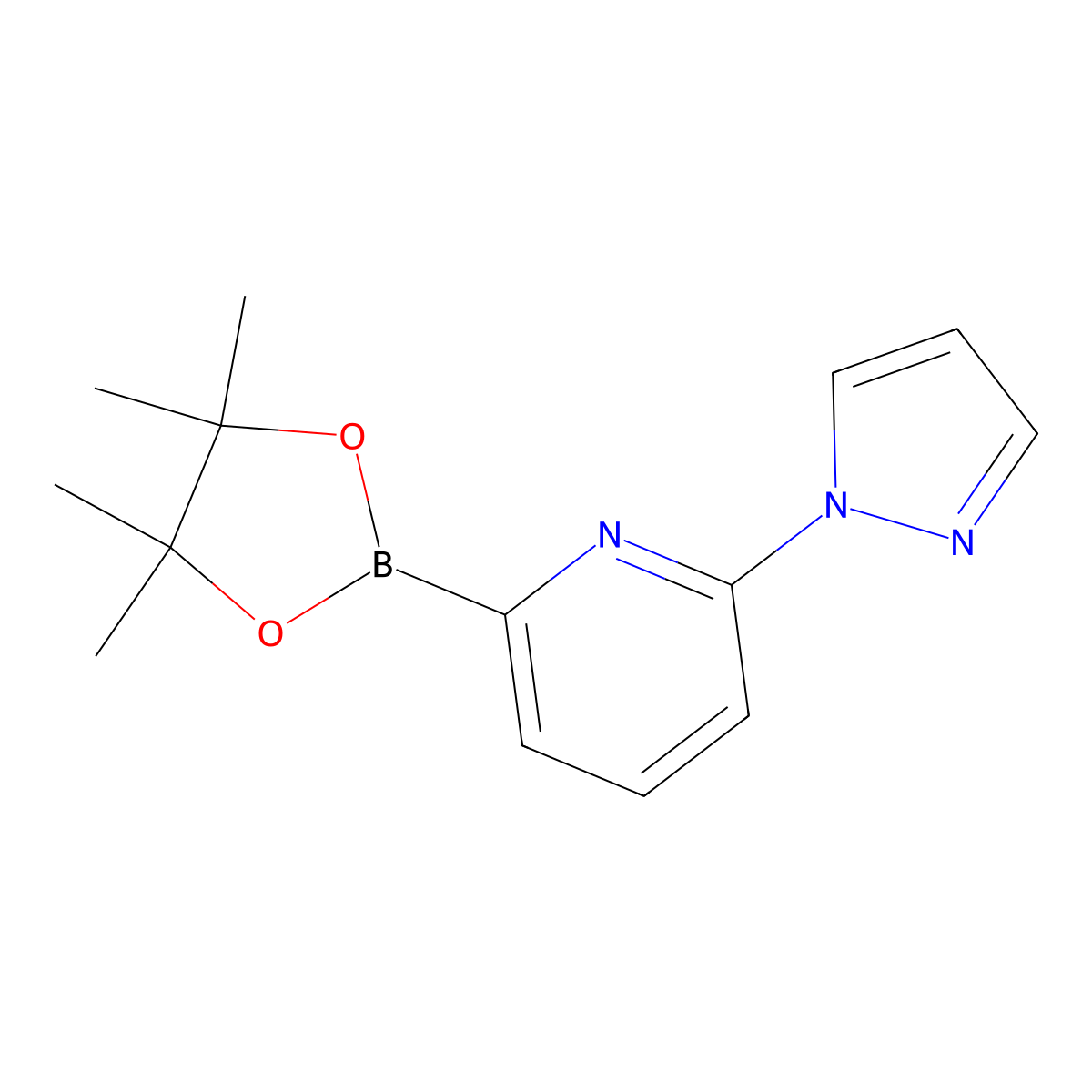 2-(1H-Pyrazol-1-yl)-6-(4,4,5,5-tetramethyl-1,3,2-dioxaborolan-2-yl)pyridine molecular structure, CAS 1186115-51-4