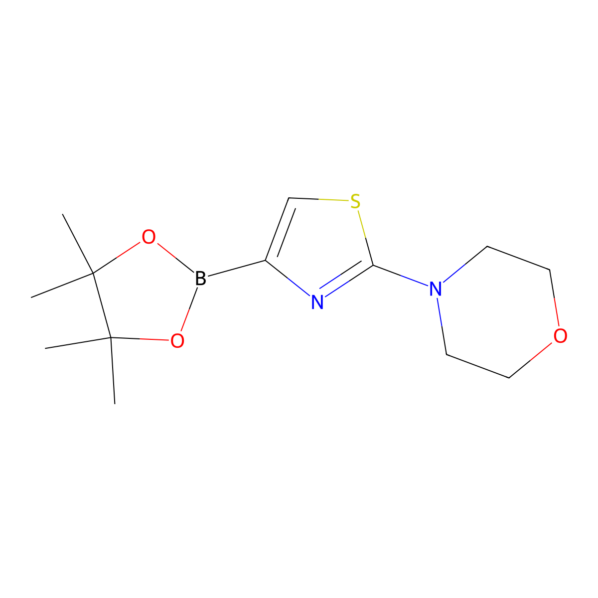 4-(4-(4,4,5,5-Tetramethyl-1,3,2-dioxaborolan-2-YL)thiazol-2-YL)morpholine molecular structure, CAS 1186115-52-5