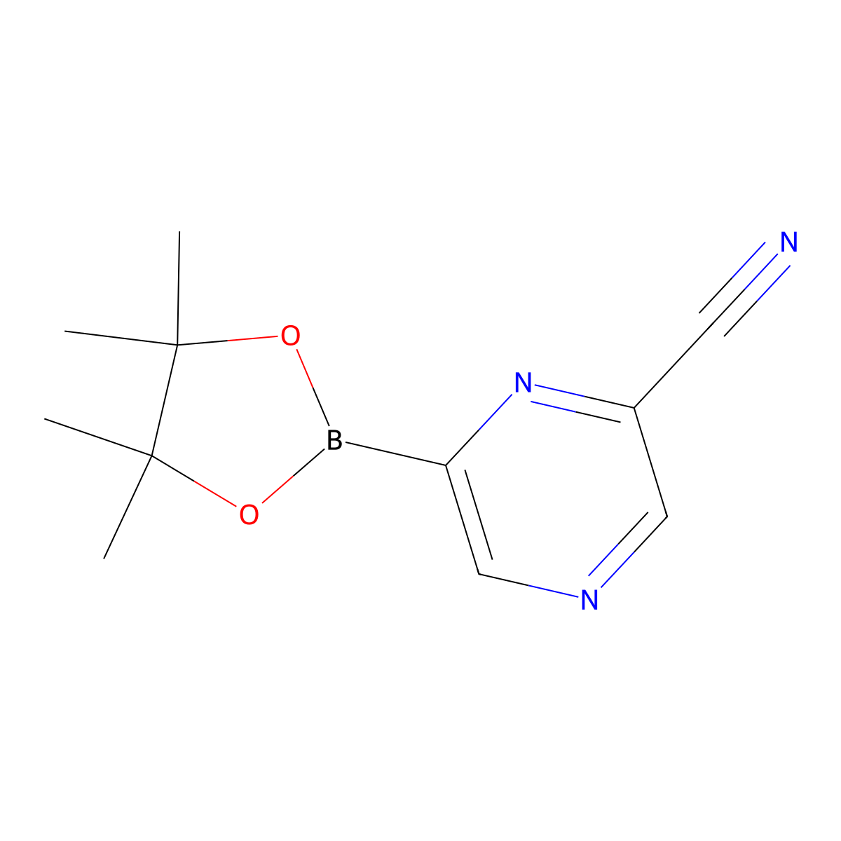 6-(4,4,5,5-Tetramethyl-1,3,2-dioxaborolan-2-YL)pyrazine-2-carbonitrile molecular structure, CAS 1186115-53-6