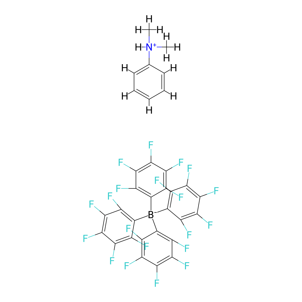 N,N-dimethylanilinium tetrakis(pentafluorophenyl)borate molecular structure, CAS 118612-00-3