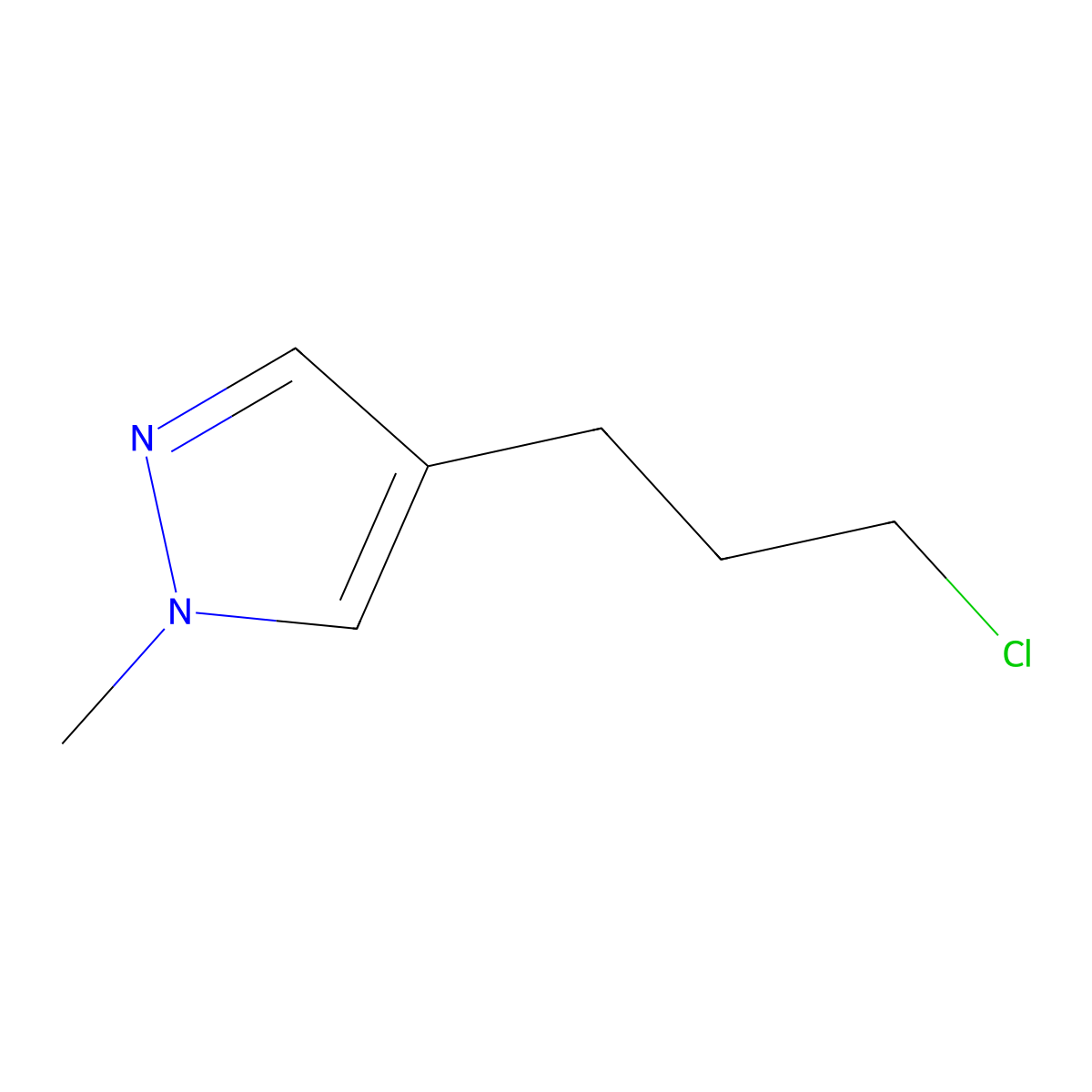 4-(3-chloropropyl)-1-methyl-1H-pyrazole molecular structure, CAS 1186137-01-8