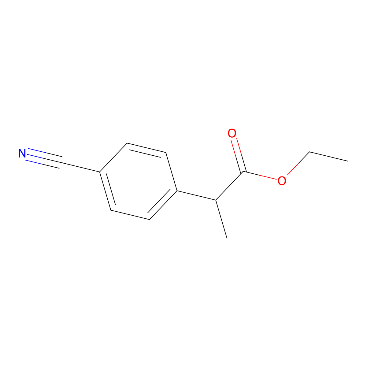 Ethyl 2-(4-cyanophenyl)propanoate molecular structure, CAS 118618-32-9